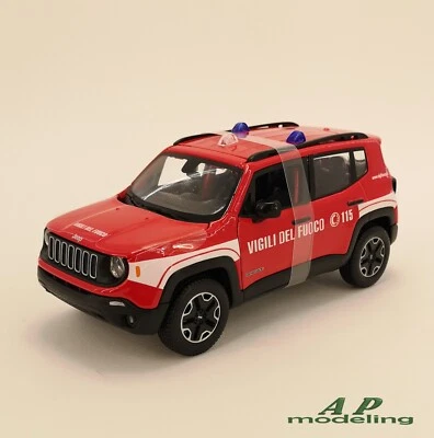 modellino auto scala 1/24 jeep renegade vigili del fuoco della maisto pompieri - Immagine 1 di 4