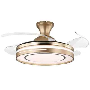 OUKANING 42 in. Gold Modern Retractable Blades LED Indoor 6-Speed Fan+Remote - Picture 1 of 12