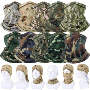 Camo Tactical Face Mask Neck Gaiter Bandana Military Cycling Hunting Tube Scarf - Picture 1 of 48