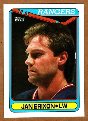 1990 TOPPS HOCKEY CARD - # 187  JAN ERIXON    NEW YORK RANGERS - Image 1 of 2