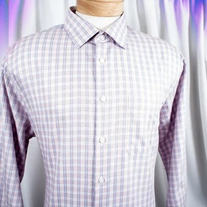 NEIMAN MARCUS New Purple Lavender Blue White Checks Men Shirt Size 16.5 - Picture 1 of 9