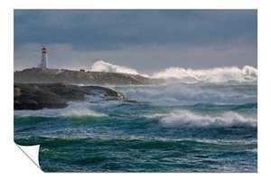 Póster artístico de faro y olas del océano arte de pared decoración del hogar - Imagen 1 de 4