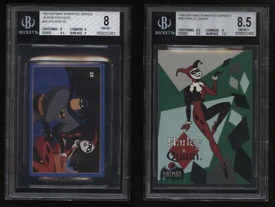 1993 Dynamic Marketing Batman Animated STICKER & Topps Harley Quinn RC BGS! - Image 1 of 2
