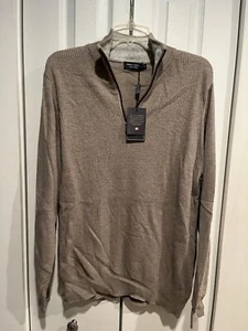 Filippo Riberti - Cashmere Blend - 1/2 Zip Sweater Shirt - Size: Large Tan NWT - Picture 1 of 7