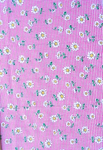 Marcus Brothers Cotton Red & White Plaid Fabric W/Daisies See Description 44x34" - Picture 1 of 13