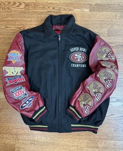 NFL Herren San Francisco 49ers Super Bowl Patch Leder Wolle Jacke Größe Large - Bild 1 von 17