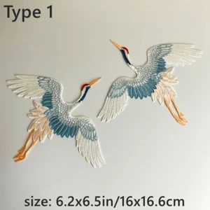 1X DIY Chinese Embroidery Crane Patches Applique Trim Costume Craft Handmade - Picture 1 of 13