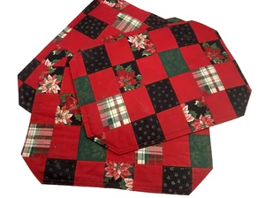 Vtg Hand Made Holiday Christmas Placemats 4 Pack 17" Kitchen Home Dining - Picture 1 of 9