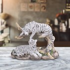9"W White Tiger Couple Wild Animal Figurine Ornament Home Decor Unique Gift