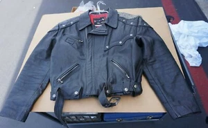RARE LA ROCKA DI LONDRES BLACK LEATHER MOTORCYCLE JACKET WILD DOG INTERNATIONAL - Picture 1 of 12