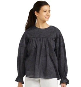 Anna Sui x Uniqlo Indigo Classic Print Langarm Rüschen Bluse Large  - Bild 1 von 10