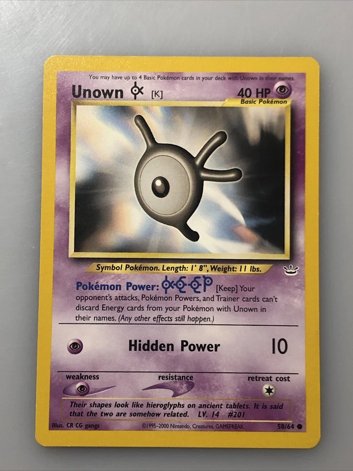 UNOWN K - Neo Revelation Set - 58/64 - Common - Pokemon Card - Unlimited - NM - Image 1 of 4