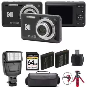 Kodak PIXPRO FZ55 Digitalkamera (schwarz) + extra Akku + Blitz - 64GB Kit - Bild 1 von 8