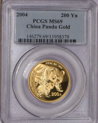 2004 Gold Panda 1/2 oz. 200 Yuan PCGS MS69 - Image 1 of 2