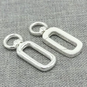 2pcs of 925 Sterling Silver Hinged Ring Swivel Push Clasps for Necklace Holder - Picture 1 of 7