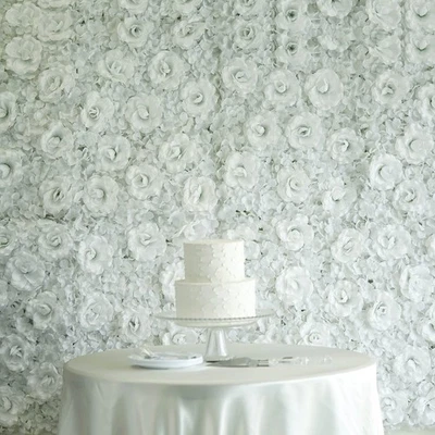 White Silk Roses Hydrangea 11 sq ft UV Protected Wall Backdrop Vertical Panels - Image 1 of 4