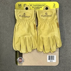 Guantes Plainsman Premium Cabretta de cuero amarillo, 2 pares (medianos) - Imagen 1 de 5