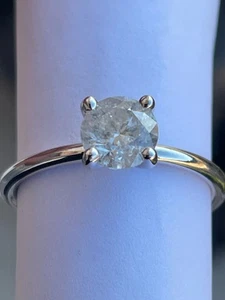 Anello solitario in Oro bianco 14k con diamante Naturale 1,01 ct./F(incolore)IGI - Foto 1 di 14