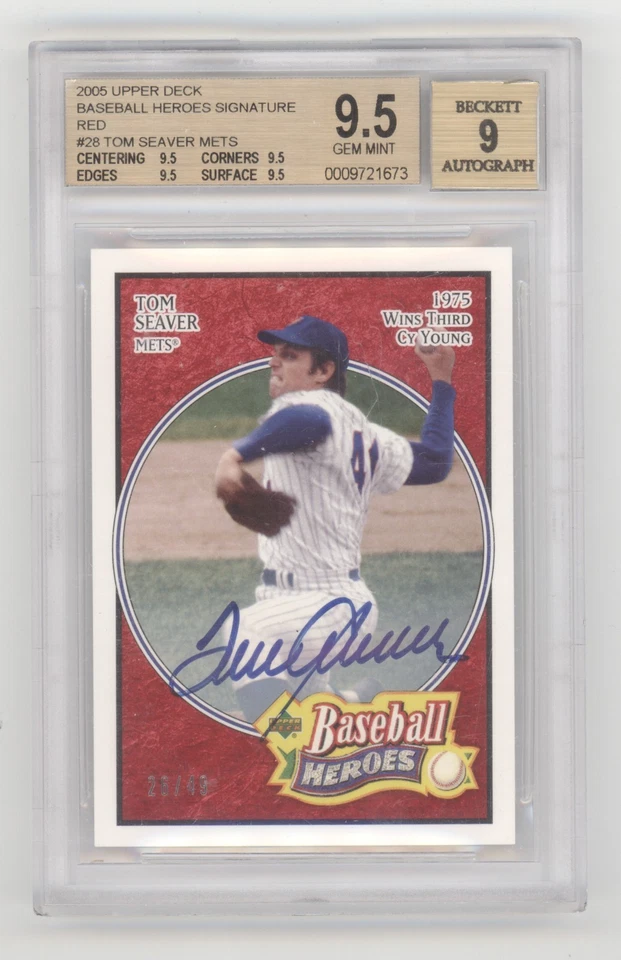 Tom Seaver 2005 Upper Deck Baseball Heroes Signature Auto /49 BGS 9.5/9 Q1887 - Image 1 of 2