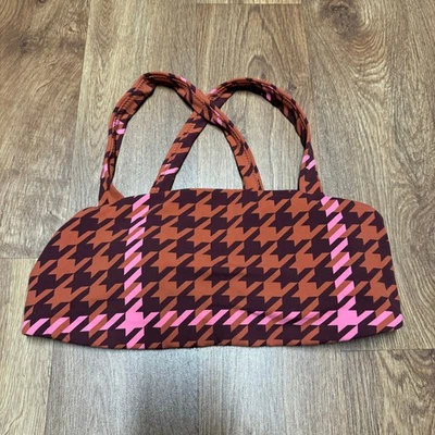 Aerie Offline Real Me Extra Stretch Square Neck Red Houndstooth Sports Bra L - Image 1 of 4