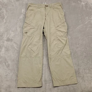 Arc'teryx Pants Mens 32x32 Khaki Outdoor Hiking Cargo Lightweight Logo Pockets - Picture 1 of 17