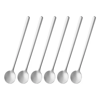6pcs Espresso Spoons 6.7 Inches Stainless Steel Round Coffee Spoon Silver Tone - Image 1 of 4