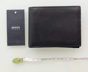Armani Jeans Exclusive Edition Genuine Leather Wallet - Nero/Verde Bifold with C - Imagen 1 de 16