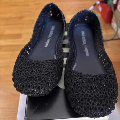 Mini Melissa Girls Size 3 Mini Ultragirl Stars BB Clear Glitter Dress Shoes NEW Foto 1 de 4