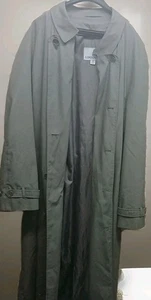 LONDON FOG, BELTED TRENCH COAT Removable Zip Out Liner Men's 46R Dark Olive NWOT - Picture 1 of 6