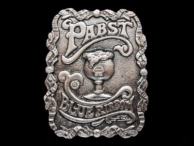 NE27168 *NOS* ESTILO VINTAGE AÑOS 70 **CERVEZA CINTA AZUL PABST** HEBILLA DE PELTRE Foto 1 de 2