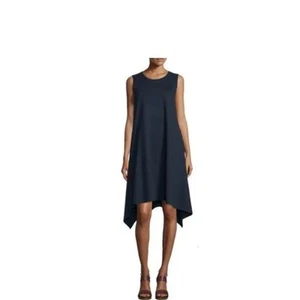 Lafayette 148 Asymmetrical Tank Dress Shark Bite Sleeveless Midi, Black Medium - Picture 1 of 12