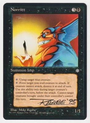 Signed Norritt HP Ice Age Artist Mike Raabe Dated '95 WOTC MTG Magic Vintage Imp - Image 1 of 2