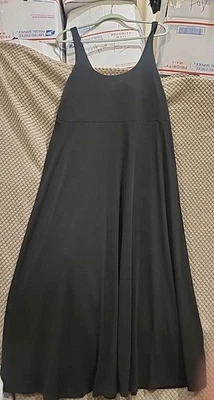 J.Crew Airy 纱布分层长裙女式 XL 码黑色无袖圆领 — 第 1/4 张图片