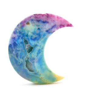 40mm Moon Gemstone Crystal Rainbow Stone (Dyed) Hand Made Healing Reiki - Picture 1 of 2