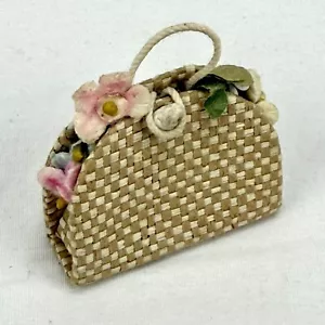 Vintage Barbie 1960's Accessories Pak #923 Straw Tote Purse With Flowers B - Picture 1 of 4