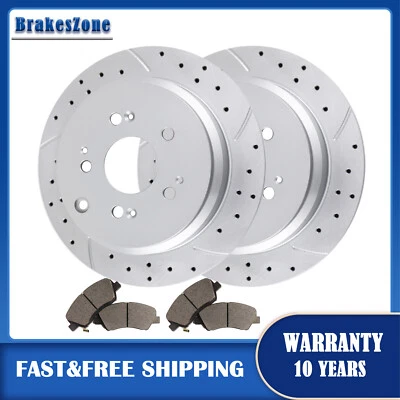 Kit de pastillas de rotores de freno traseros para Honda Odyssey 2005-2010 frenos ranurados perforados Foto 1 de 4