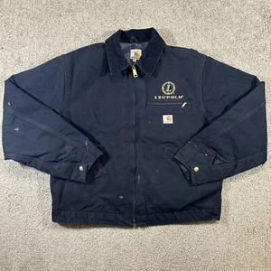 VTG Carhartt Detroit Jacket J001 BLK Black Full Zip Blanket Lined Made in USA L - Picture 1 of 16