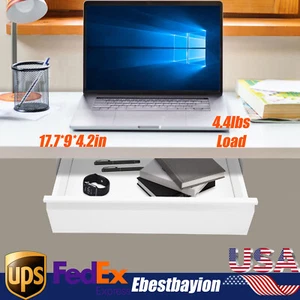 Under Desk Drawer Hidden Fixing Desktop Organizer Slide Out Table Tray Office - Picture 1 of 16