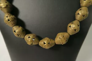 Cadena de cuentas de latón fundido amarillo 17 mm CS12 Ghana Brass Beads Ashanti Afrozip - Imagen 1 de 4