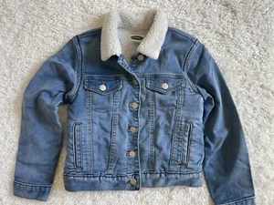 Old Navy Girls Jean Trucker Denim Jacket Sherpa Lined Sz L Large 10/12 EUC - Picture 1 of 9