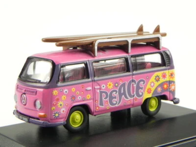 VW T2a Bus familiare Flower Power Surf Modelauto 76VW017 Oxford 1/76 - Immagine 1 di 3