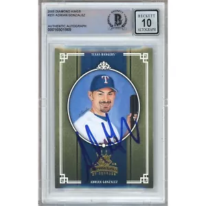 Adrian Gonzalez Signed 2005 Diamond Kings #231 Texas Rangers Beckett BGS Auto 10 - Picture 1 of 5