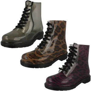 Ladies F5R0191 By Spot On Leopard Print Ankle Wellington Boots Price £5.00 - Picture 1 of 10