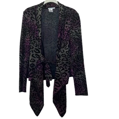 alberto makali Jacket Sz. M Animal Print Tie Front Multi Color Sweater Wrap - Image 1 of 4