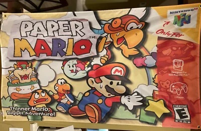 Paper Mario 5 футов флаг Nintendo N64 1997 баннер плакат - Изображение 1 из 3