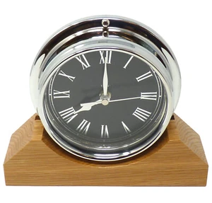 Handmade Prestige Chrome Roman Clock On an English Oak Mount - Picture 1 of 5