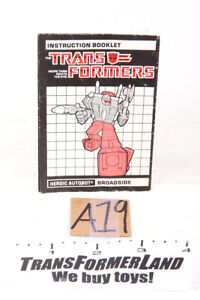 Broadside Instructions Triple Changers 1986 Vintage Hasbro G1 Transformers