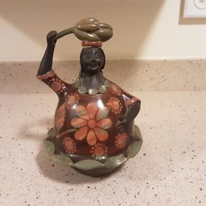 Chulucanas Peruvian Folk Art Pottery Terracotta Statue of Woman ~ 9.5" Tall - Picture 1 of 8