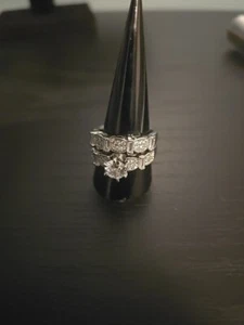 Round Cut Simulated Diamond Wedding Ring size10 Set in925 STAMPED - Picture 1 of 7