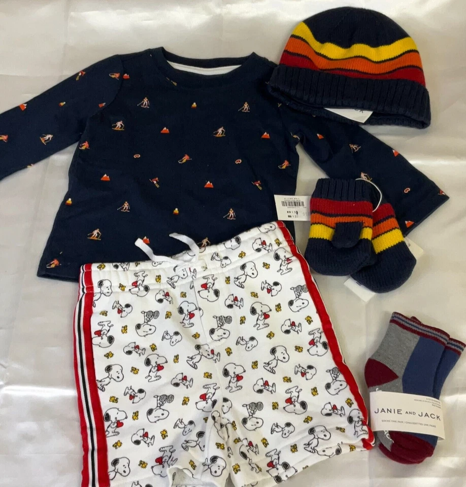 Janie And Jack Camiseta Pantalones Cortos Gorro Sombrero Calcetines Conjunto Niños Talla 6 a 12 Meses Azul Foto 1 de 4